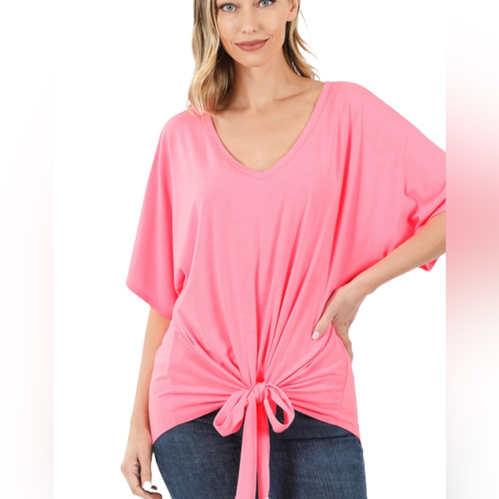 Zenana knit top with tie